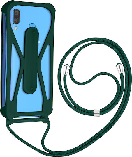 Universal Silicone Lanyard Smartphone Case Bumper Corners Kickstand Green