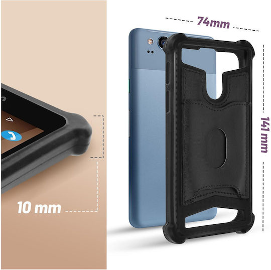 Universal Shock Absorbing Case 5.0" – 5.3" Smartphones + Card Slots – Black