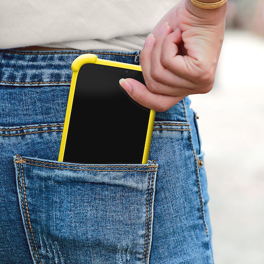 Silicone Universal Smartphone Case Bumper Corners Anti-shock Kickstand Yellow
