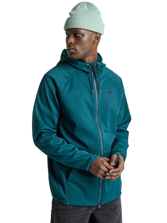 Burton Crown Weatherproof Men's Sweatshirt Jacket with Hood and Pockets Deep Emerald