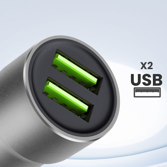 Linq Car Charger Double Usb Output 12w Silver