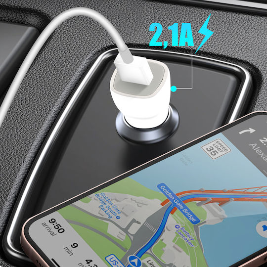 2.1A Ladegerät Kit + 2.1A Autoladegerät + 1m Lightning Kabel Weiß