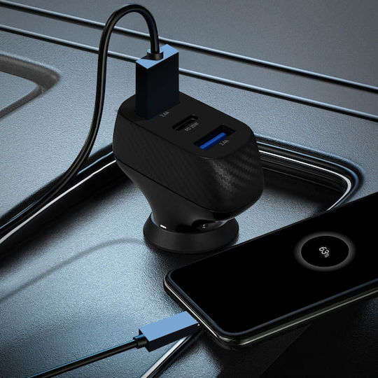 Auto-Ladegerät 37W Dual USB 3.0 + 1x USB-C Power Delivery Akashi Schwarz