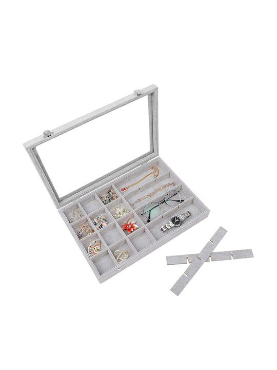 Кутия За Бижута Сив 20x15x5.2см