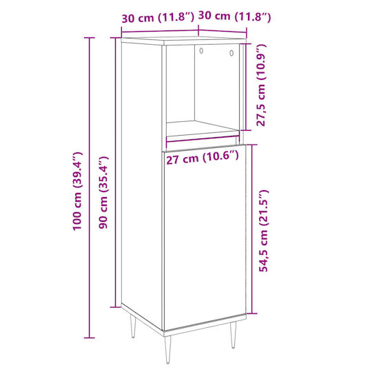 vidaXL Badezimmersäule Wandhängeschrank H30xB30xH100cm Sonoma