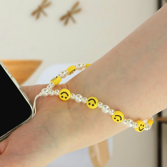 Phone Jewelry Bracelet Pearls Stars Smiley Collection Smile Yellow