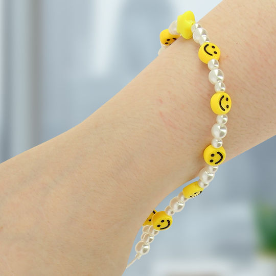 Phone Jewelry Bracelet Pearls Stars Smiley Collection Smile Yellow
