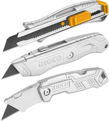 Ingco Set Folding Knives with Blade Width 16mm