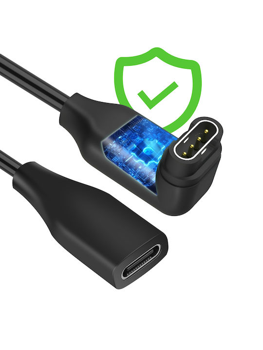 Avizar Charger Adapter Usb-c Garmin Watch Charger Black