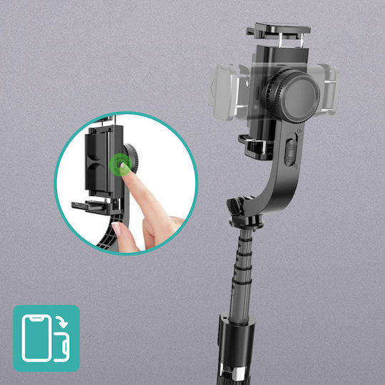 Smartphone Stabilizer Boom Built-in Tripod Bluetooth Remote Control Black
