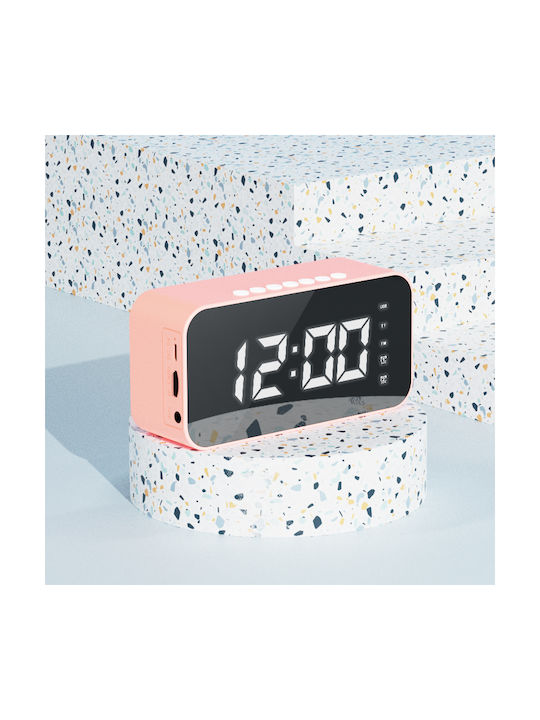 iSEN Ceas De Masă Digital Led Din Plastic Cu Radio Roz