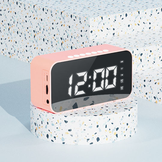 iSEN Ceas De Masă Digital Led Din Plastic Cu Radio Roz