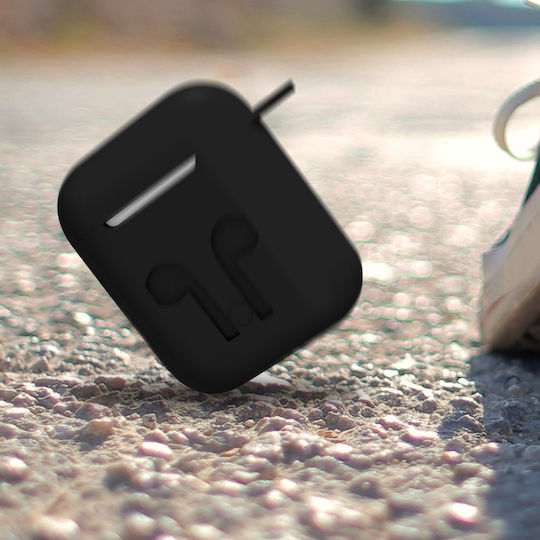 Soft Case Airpods 1 2 Anti-fingerprint Anti-scratch Carabiner Black