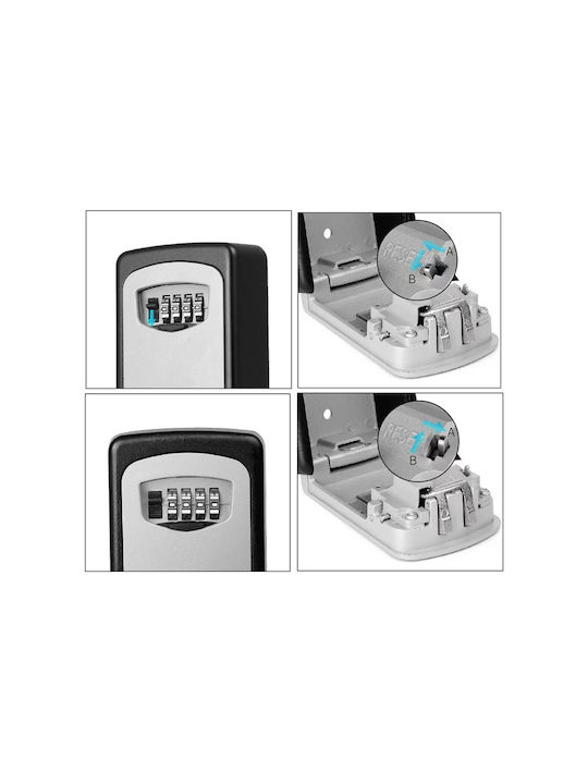 Suport De Chei Cu Combinație Metalic Cu Roată Cu Combinație 11.5x9.5x4cm Montare Pe Perete