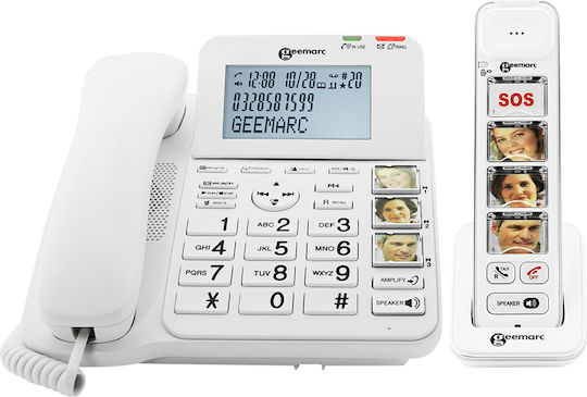 Geemarc Corded Phone Cordless Handset Geemarc Amplidect Combi Photo 295 White