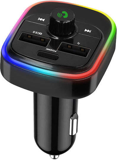 Avizar Bluetooth FM-Transmitter Auto Ladegerät USB QC 3.0 USB-C 20W C4 Schwarz