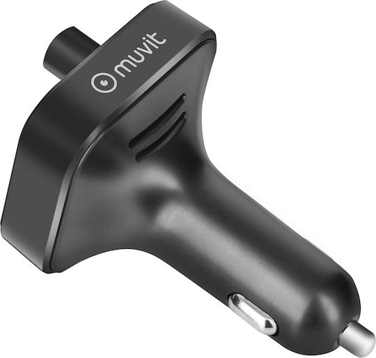 Muvit Bluetooth FM Transmitter Car Charger USB USB-C Port Black