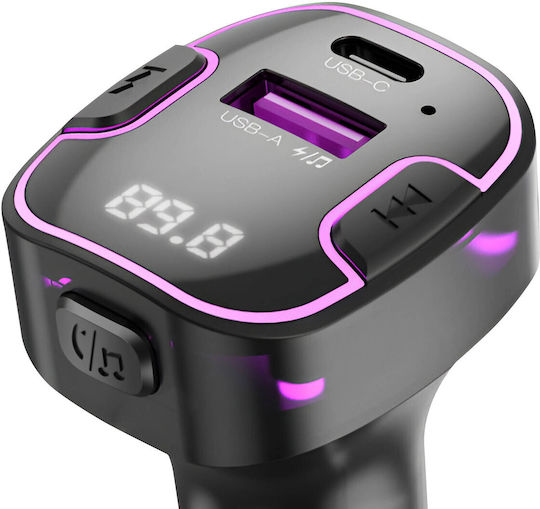 XO FM Transmitter Backlit Car USB Charging Black