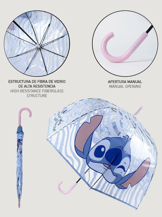 PCMerch Kinder Regenschirm Gebogener Handgriff Blau mit Durchmesser 60cm.