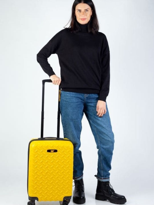 CAT Industrial Plate Cabin Hard Suitcase Yellow with 4 Wheels Height 54cm