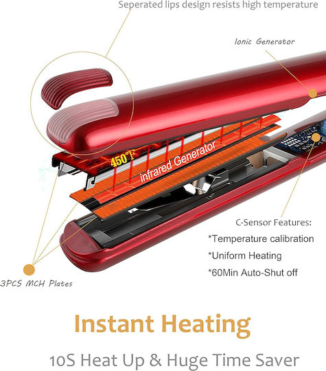 HairTech Infrared HTO87 Hair Straightener with Ceramic Plates Ionic 45W
