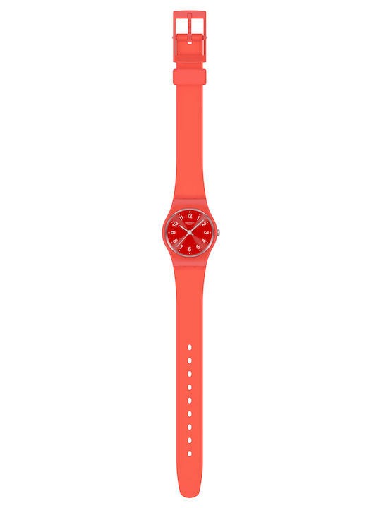 Swatch Damen Uhr mit Rosa Kautschukarmband