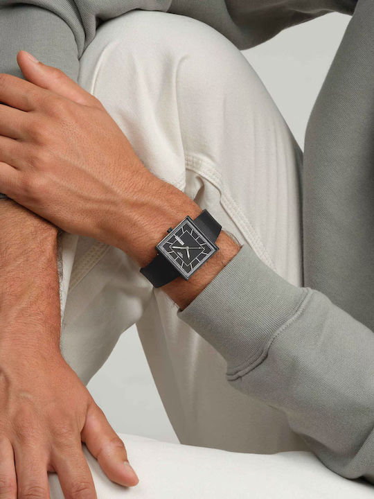Swatch Swatch Γυναικείο Ρολόι Μπαταρίας με Μαύρο Καουτσούκ Λουράκι