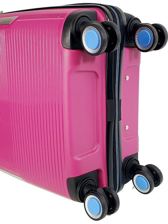 Dielle Hard Cabin Travel Suitcase Fuchsia With 4 Wheels Height 55cm