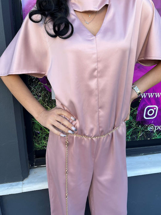 #Anlass Satin Jumpsuit Gürtel Dejavu Desi/30906 Nude
