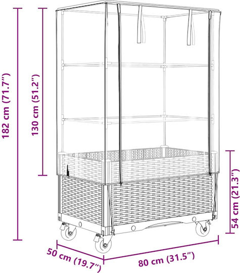 vidaXL Кутия за саксии Пластмаса Кафяв 50x80x182см.