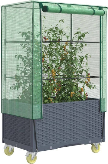 vidaXL Кутия за саксии Пластмаса Dark Gray 50x80x182см.