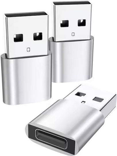 Converter USB-A male to USB-C female Gray 1pcs 17856