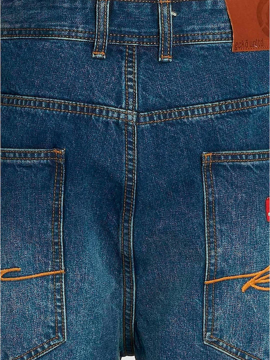 Hose in Weitem Schnitt Blau