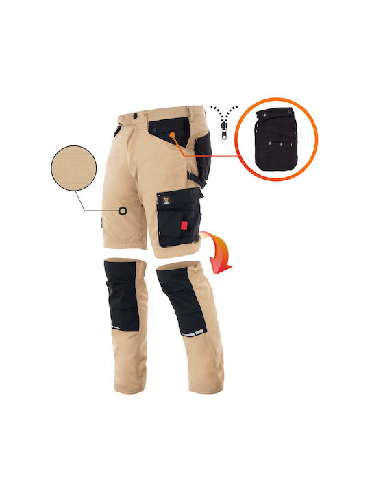 Procera Reflectorizant Pantaloni de Lucru cu Pantaloni Detasabili Kaki
