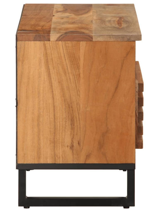 TV Stand Made of Metal and Solid Wood Brown M80xD34xH46cm