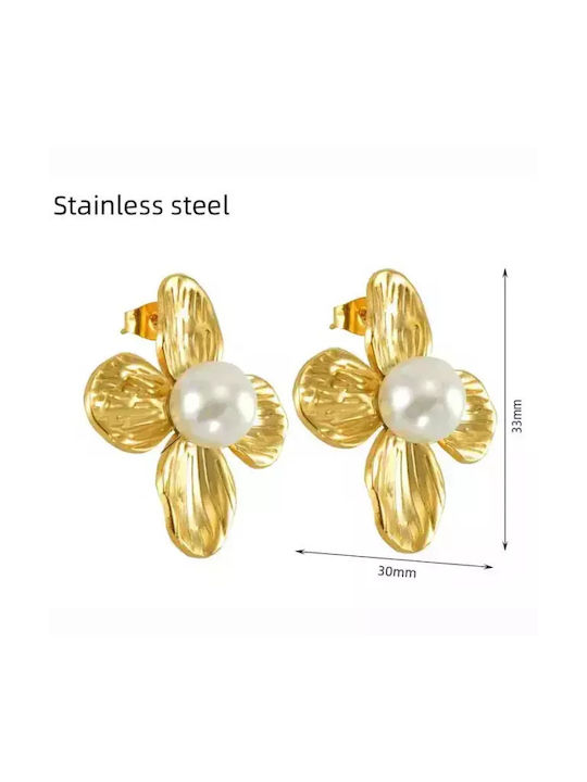 Bode Earrings made of Steel Gold Plated with Pearls