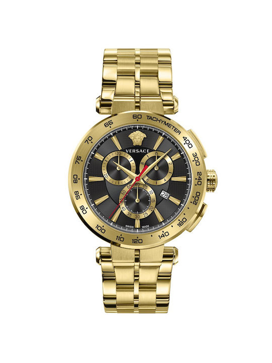 Versace Aion Uhr Chronograph Batterie mit Gold Metallarmband