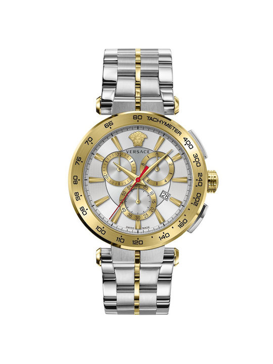 Versace Aion Watch Chronograph Battery with Silver Metal Bracelet