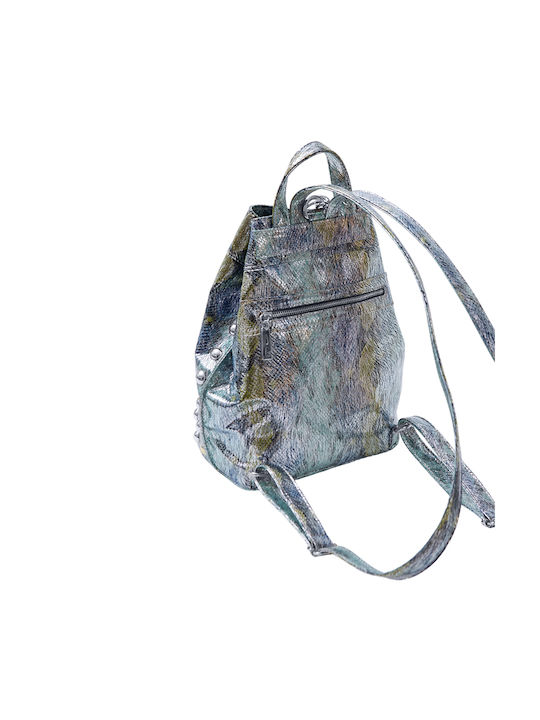 Elena Athanasiou Shiny Snake Pattern Backpack Ea-142 Lime Blue Γυναικεία Collection Fw24-25