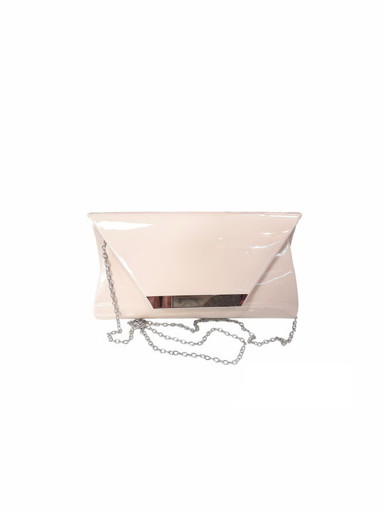 Michelle Moon Women's Evening Bag Beige Patent Clutch Xx3469 Nude