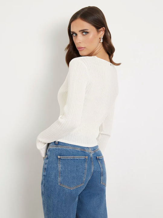 Damen Langarm Pullover Weiß