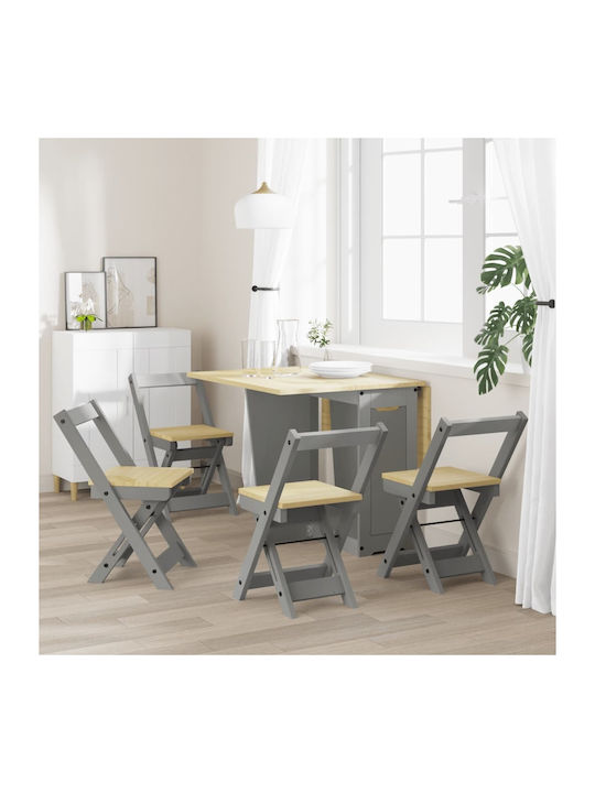 Foldable Dining Room Wooden Chair Grey 40x47x71.5cm 4pcs