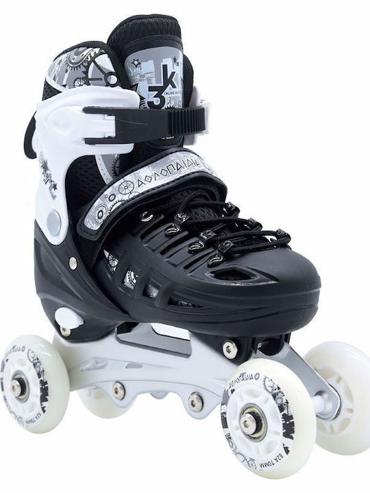 Αθλοπαιδιά Inline / Quad Αυξομειούμενα Rollers Μαύρα 3 σε 1 Παιδικά