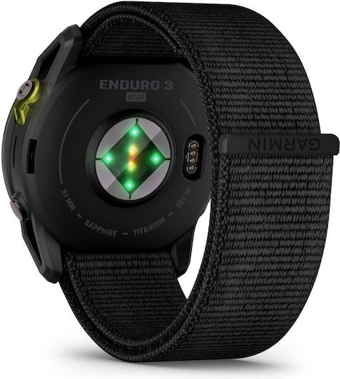 Garmin Enduro 3 Titanium 51mm Αδιάβροχο Smartwatch με Παλμογράφο (Μαύρο)