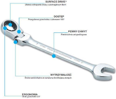 Sata Flat Ring Wrench 10mm Lamana Ratchet