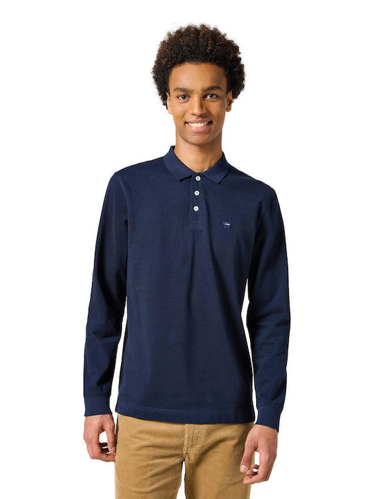 Wrangler Herren Langarmshirt Polo BLUE