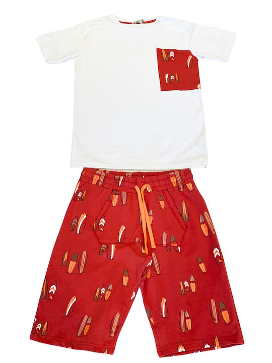 Kinder-Set mit Shorts Sommer 2Stück White - Orange