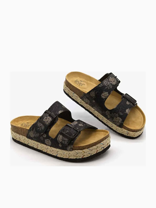 Γυναικεία Ανατομικά Σανδάλια Flatforms Μαύρα