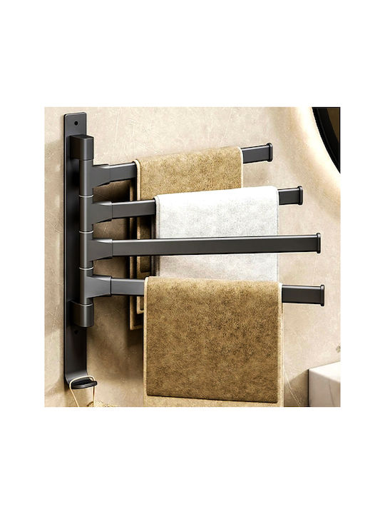 Calea ferată de Baie cu 4 Locuri De Perete cu șuruburi ​31.5x31.5cm Negru