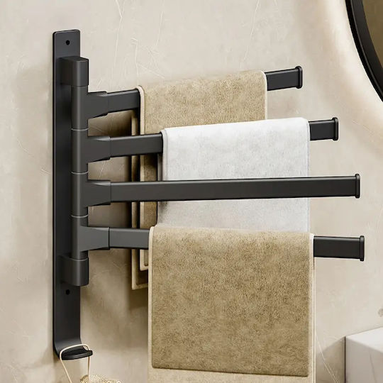 Calea ferată de Baie cu 4 Locuri De Perete cu șuruburi ​31.5x31.5cm Negru